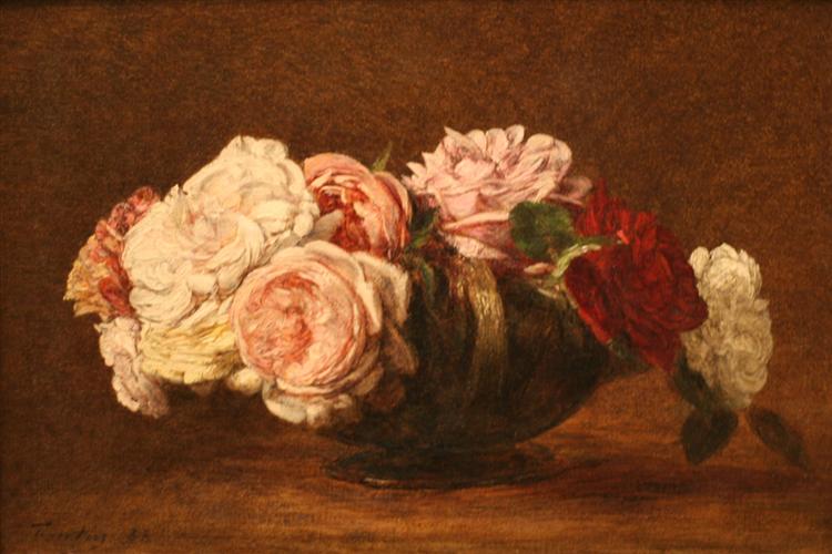 Roses in a Bowl, 1883 - Анрі Фантен-Латур