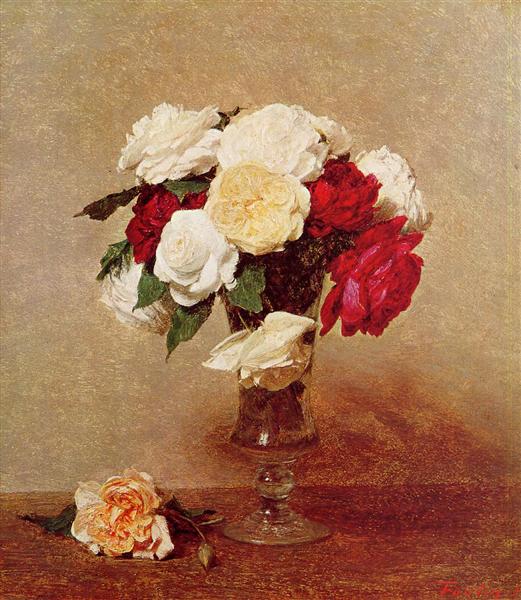 Roses in a Stemmed Glass, 1890 - Анрі Фантен-Латур