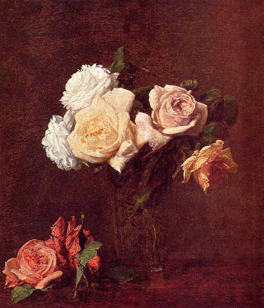 Roses in a Vase, 1884 - Анри Фантен-Латур