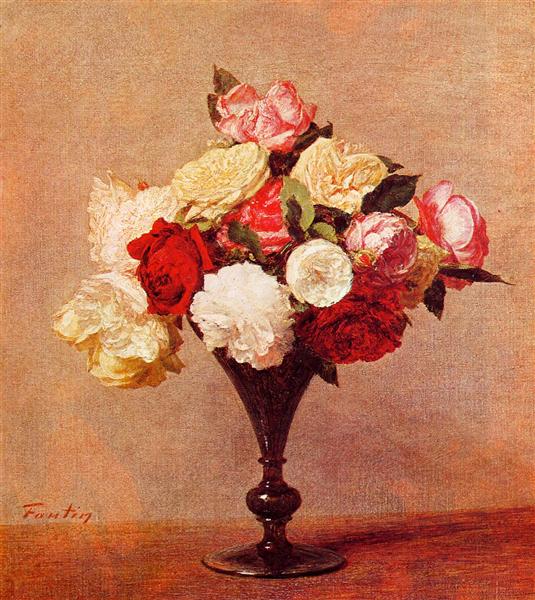 Roses in a Vase, 1888 - Анрі Фантен-Латур