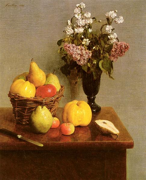 Still Life With Flowers And Fruit, 1866 - 方丹‧拉圖爾