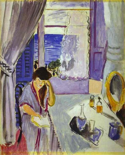 Жінка читає за туалетним столиком (Інтер'єр, Ніцца), 1919 - Анрі Матісс