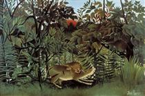 The Hungry Lion Throws Itself on the Antelope - Henri Rousseau