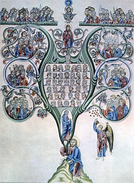 Geneology of Christ (folio 80v) - Herrad of Landsberg