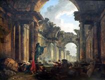 Vue de la grande galerie du louvre en ruines - Hubert Robert