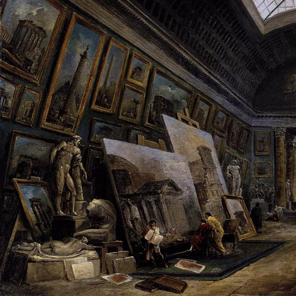 Vue imaginaire de la Grande Galerie du Louvre (détail), 1789 - Hubert Robert