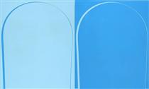 Poured Reversal Painting: Light Blue, Blue - Ian Davenport
