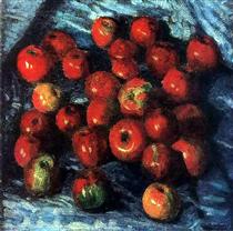 Red Apples on Blue Tablecloth - Igor Grabar