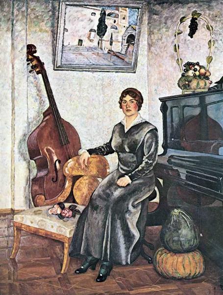 Дама с контрабасом, 1915 - Илья Машков