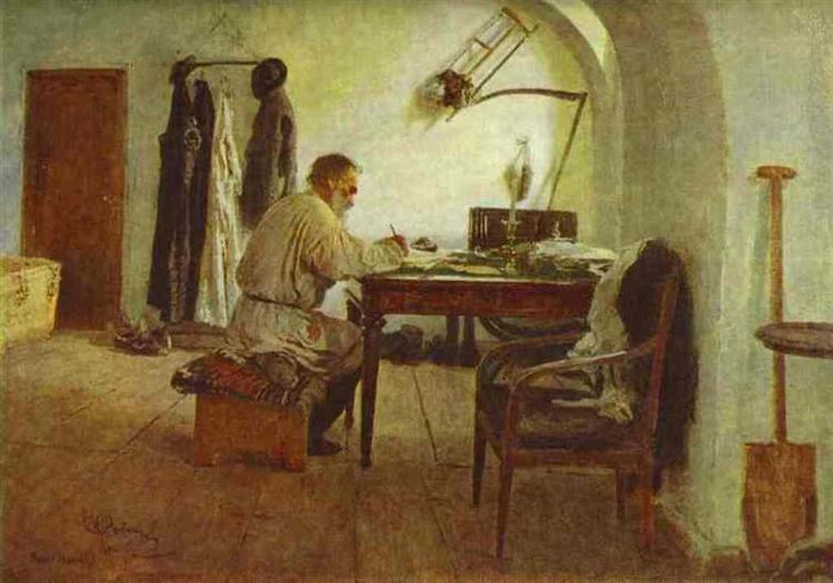 Leo Tolstoy in His Study, 1891 - Ilia Répine