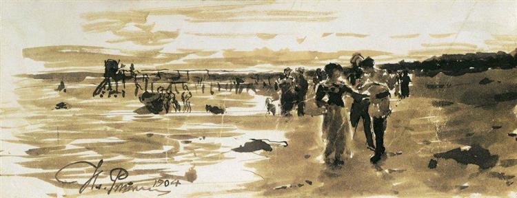 On the seashore, 1904 - 列賓