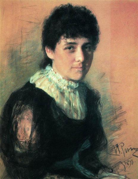 Portrait of the sculptor E.P.Tarhanova-Antokolskaya, 1893 - 列賓