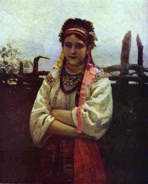 Ukranian Girl by a Fence, 1876 - Илья Репин