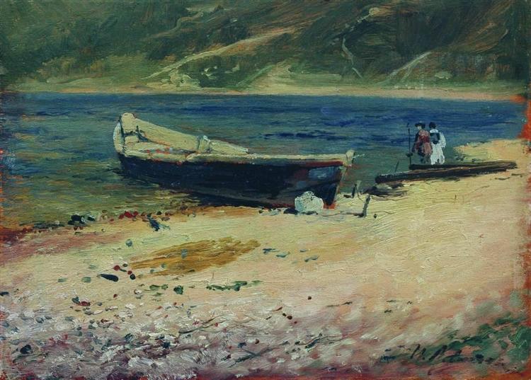Лодка на берегу, c.1885 - Исаак Левитан