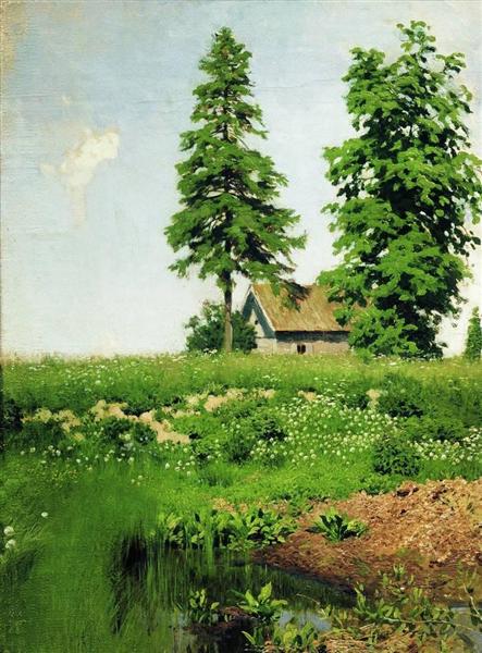 Hut on the meadow, c.1885 - Isaak Iljitsch Lewitan