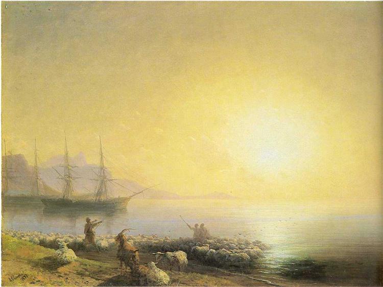 Bathing of a sheeps, 1877 - Iván Aivazovski
