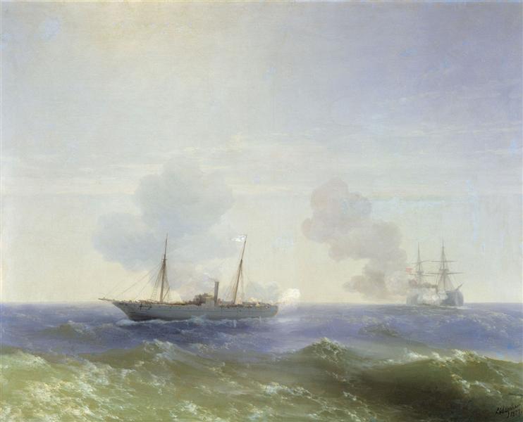 Battle of steamship Vesta and Turkish ironclad, 1877 - Ivan Aivazovsky