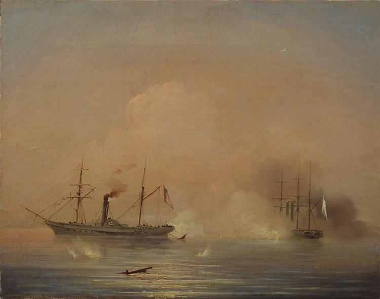 Sea battle, 1855 - Iwan Konstantinowitsch Aiwasowski