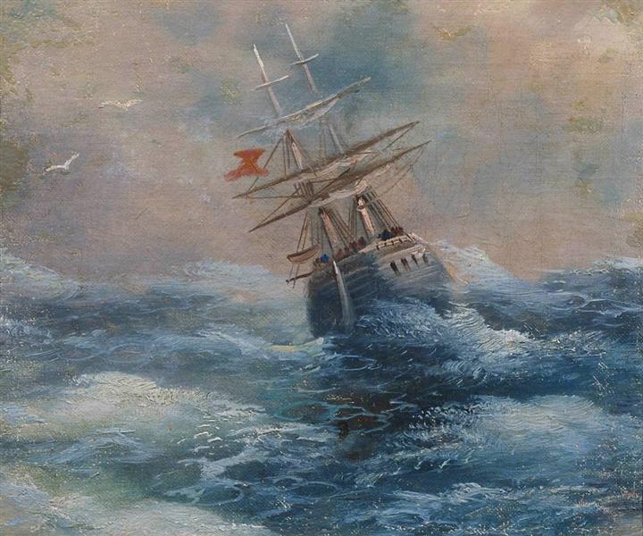 Sea with a ship - Ivan Konstantinovich Aivazovskii