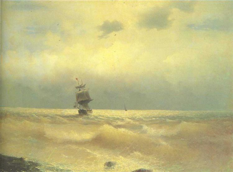 The ship near coast, 1890 - Iván Aivazovski