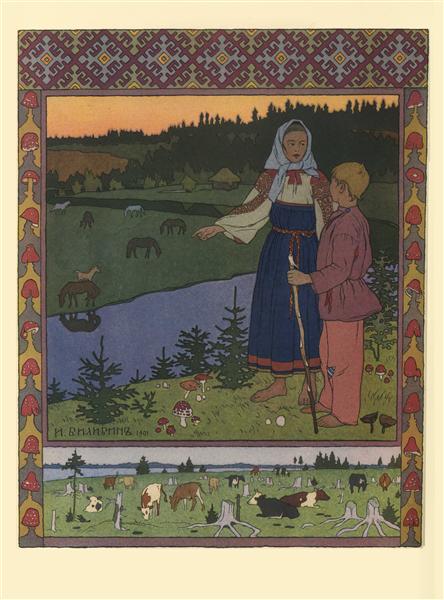 Illustration for the Russian Fairy Story "Sister Alyonushka and brother Ivanushka", 1901 - Iwan Jakowlewitsch Bilibin