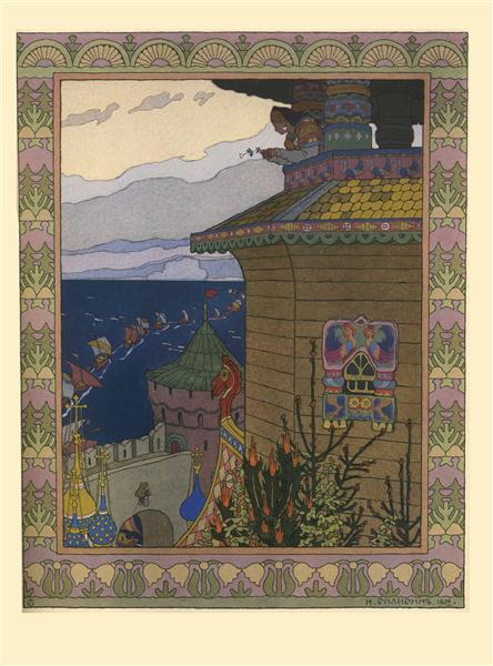 Illustration for the Russian Fairy Story "White duck" - Iwan Jakowlewitsch Bilibin