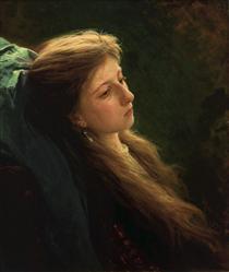 A Girl with her hair unbraided - Ivan Kramskoy