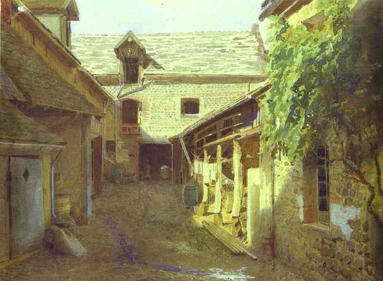 Village-Yard-in-France, 1876 - Iván Kramskói