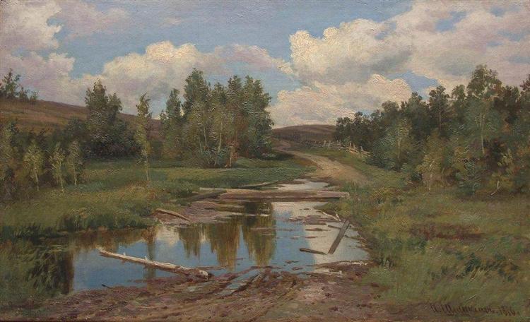 Forest landscape. Road, 1876 - Ivan Shishkin