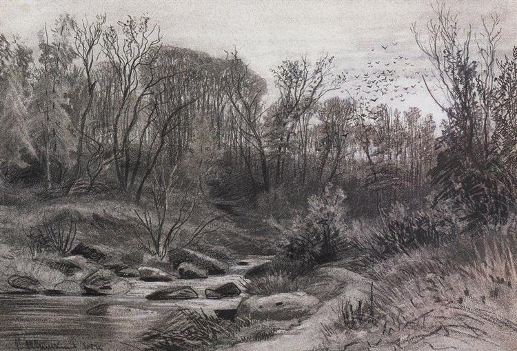 Forest stream. Evening, 1871 - Iván Shishkin
