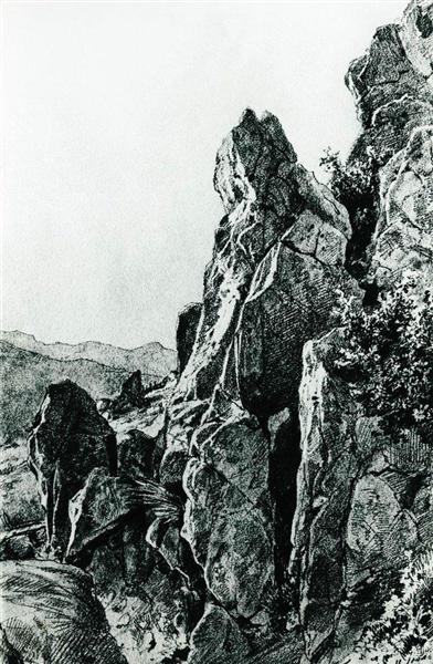 Gurzuf. Rocks, 1879 - 伊凡·伊凡諾維奇·希施金