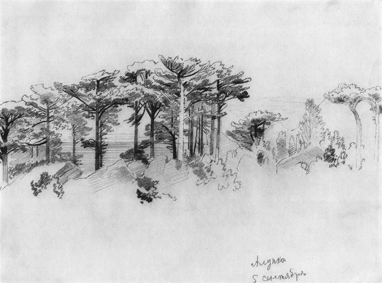 Pine trees over the sea. Alupka, 1879 - Ivan Shishkin