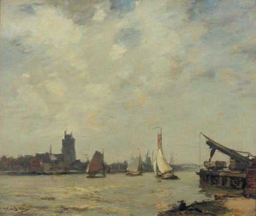 Ships on the Merwede at Dordrecht, 1900 - James Campbell Noble