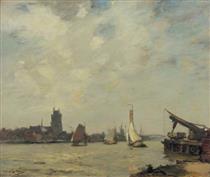 Ships on the Merwede at Dordrecht - James Campbell Noble