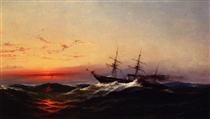Sunset on a Rough Sea - James Hamilton