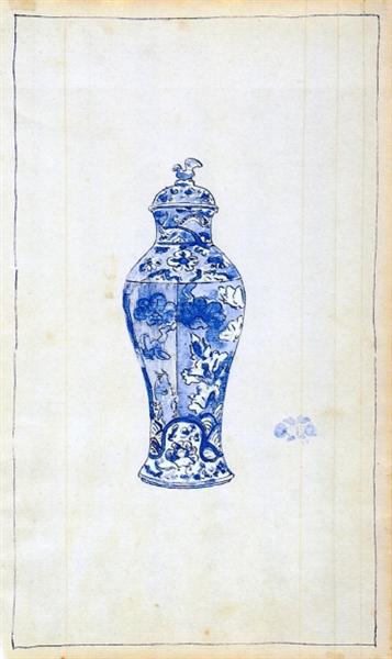 Blue and White Covered Urn - James McNeill Whistler
