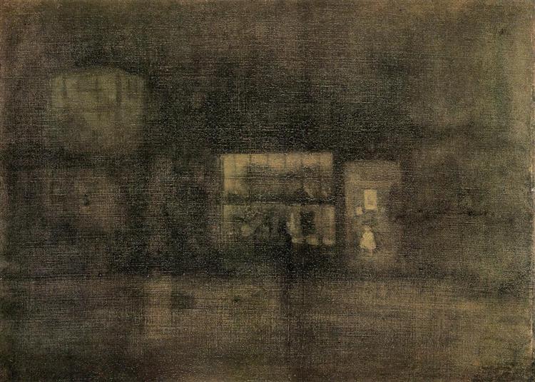 Nocturne Black and Gold - The Rag Shop, Chelsea, c.1878 - James McNeill Whistler