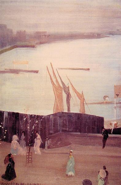Variations in Pink and Grey: Chelsea, 1871 - James Abbott McNeill Whistler