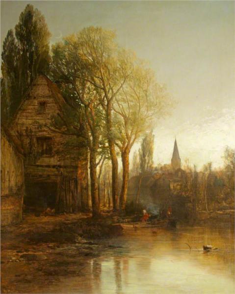 A House by a Pool, with a Distant Spire - James Webb