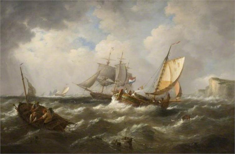 Seascape with French Shipping - James Webb