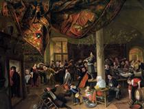 A Village Wedding Feast with Revellers and a dancing Party - Jan Steen