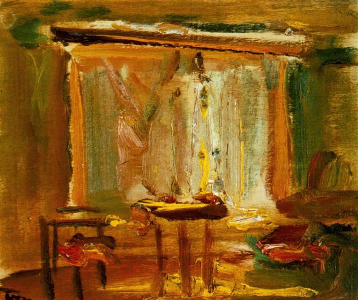 Interior with Curtained Window, 1929 - Janos Tornyai