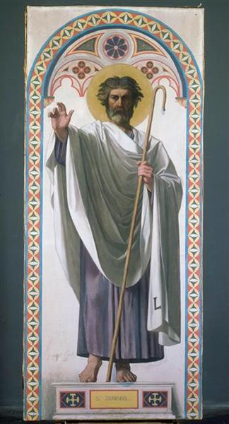 Cardboard for the windows of the chapel at Dreux. St. Louis Saint Denis, first bishop of Paris, 1844 - Jean Auguste Dominique Ingres