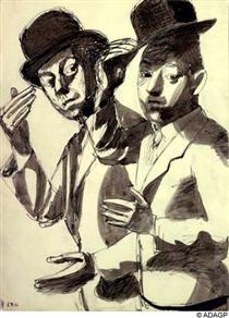 Double self-portrait in a bowler hat - Jean Dubuffet