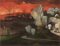 Landscape with the destruction of Sodom and Gomorrah - Иоахим Патинир