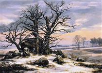Megalithic Grave in Winter - Johan Christian Dahl