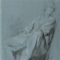 Sitzende junge Frau im Hemd - Johann Anton de Peters