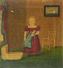Girl Holding Doll in an Interior - John Bradley