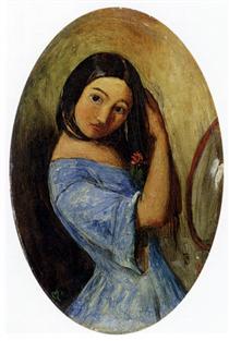 A Young Girl-Combing Her Hair - John Everett Millais