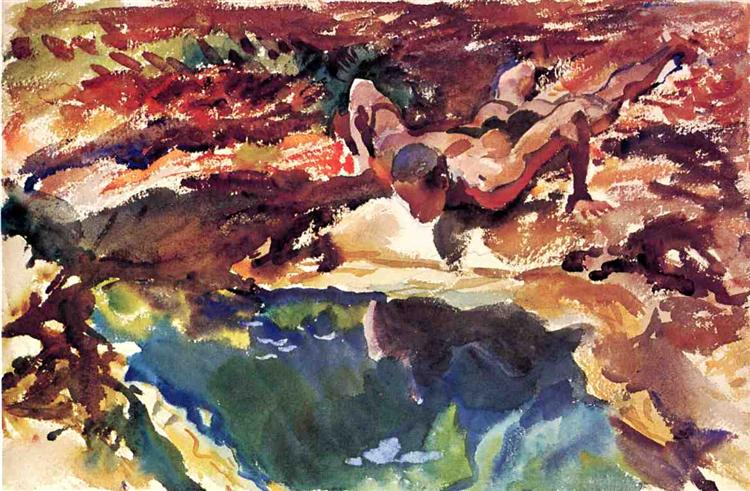 Figure and Pool, 1917 - John Singer Sargent